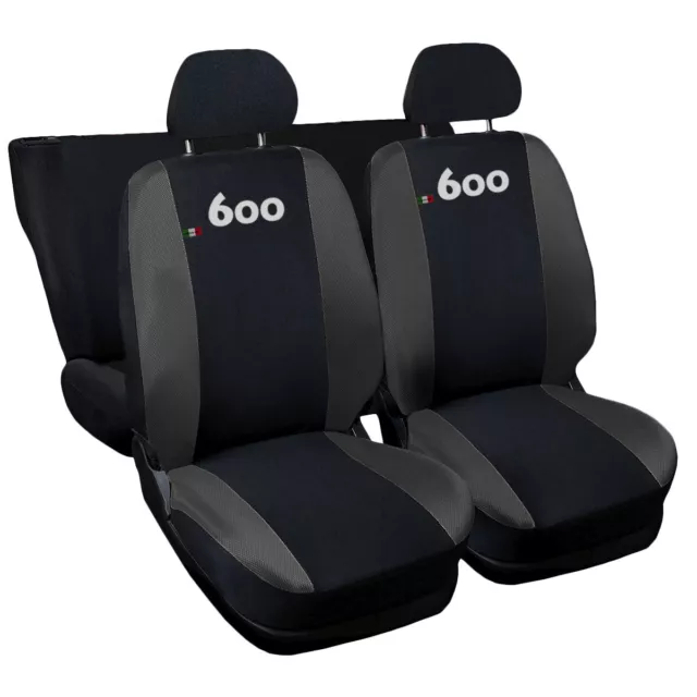 Coprisedili Compatibili Con 600 Seicento Fodere Auto Bicolore Nero/Grigio Scuro