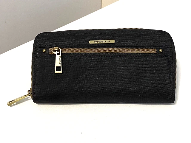 Travelon Safe ID Black Zip Around RFID Blocking Wallet Wristlet Purse