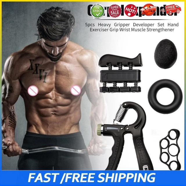 5pcs Heavy Gripper Set Hand Exerciser Grip Wrist Strength Training (Black)