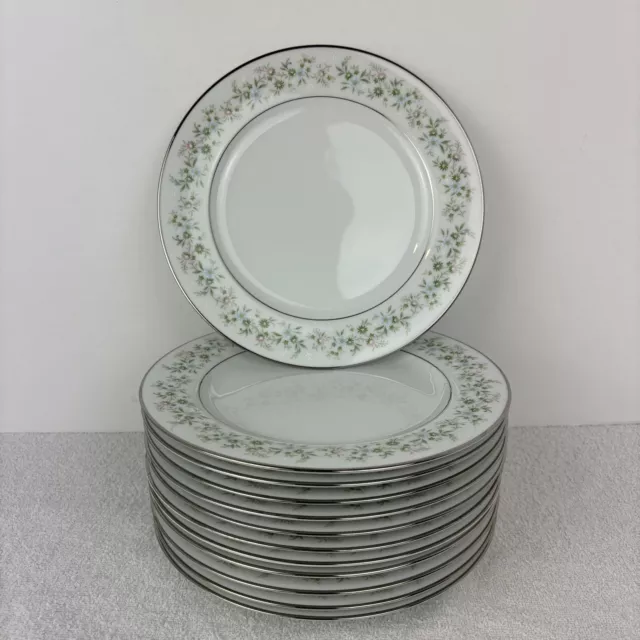 Noritake Savannah Salad Plates 8 1/4" 2031 Green Floral Set of 12