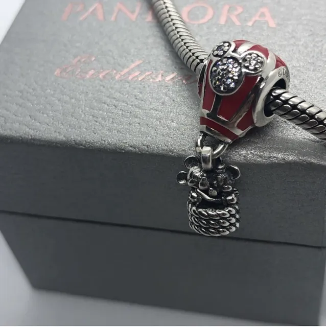 Pandora Silver Disney Mickey Minnie True Love Hot Air Balloon Dangle Charm