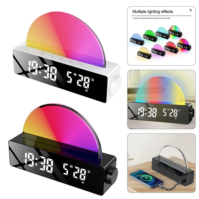 180?? Rotatif Projectiondesign Alarm Clock Miroir 7 Couleur Affichage LED
