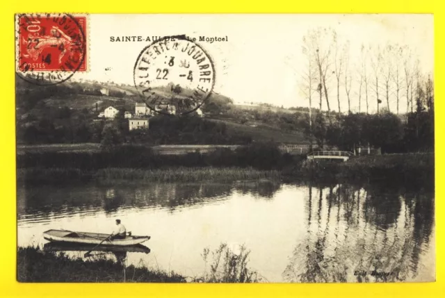 cpa FRANCE Old Postcard 77 - SAINTE AULDE Barque sur la Marne Le MONCEL