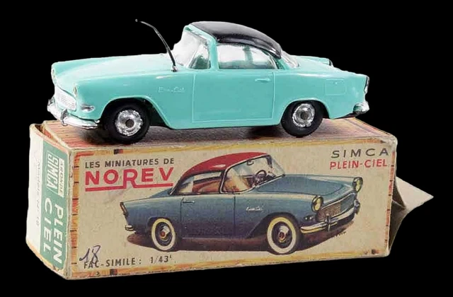 Jouet Ancien Gege SIMCA Versailles Mécanique Bleu/gris 25cm Vers 1950 - Avec Boîte Et Clé