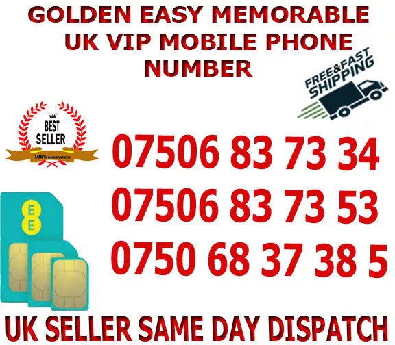 Golden Easy Memorable Uk Vip Mobile Phone Number / Platinum Sim  Ee Network B 25