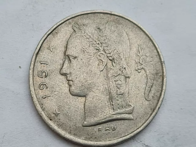 1 Franc 1951 Belgique, Belgische Münze, CuNi, Durchmesser 21 mm, 4g