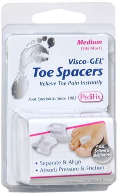 PediFix Visco-GEL Toe Spacers Relieve Toe Pain Instantly Fits Most Medium