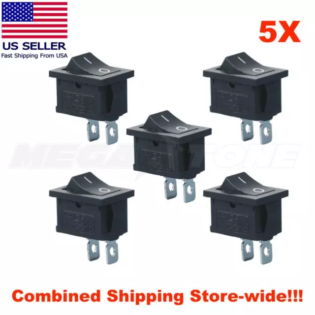 5PCS SPST Mini Rocker Switch 2-Pin ON-OFF 125VAC/10A 250VAC/6A KCD1 - USA SELLER