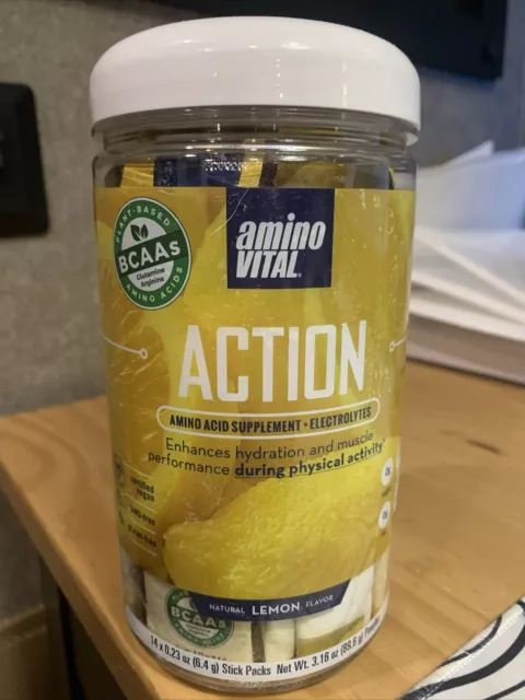 Amino VITAL Action BCAA Amino Acids Pre Workout Packets with Electrolytes Lemon