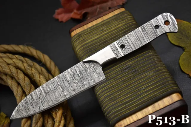 Custom Hammered Damascus Steel Blank Chef Knife Handmade,Steel Bolster (P513-B)