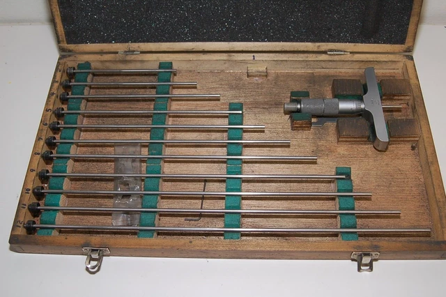 Mitutoyo 129-150 Depth Micrometer, 0-12" Range, .001" Graduation, 4" Base