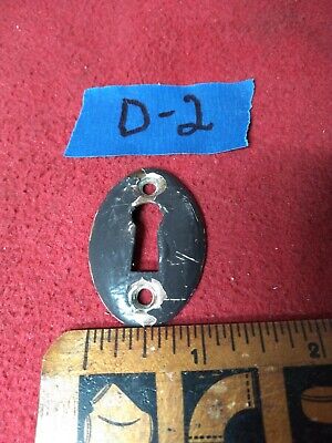 1 Vint. Old Brass Oval  Cast Iron  Keyhole Door Key Cover Escutcheons Plate D2