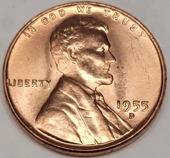 1955 D Lincoln Wheat Penny, UNC, Mint Luster Red, DDO? RPM? SHIPS  FREE!