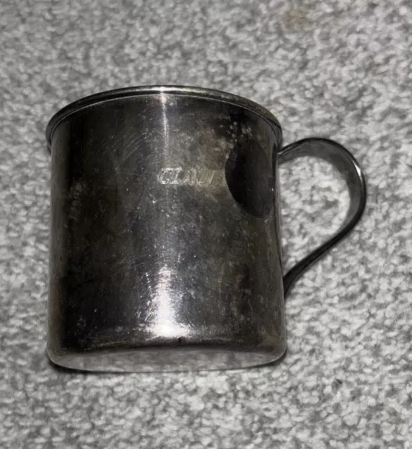 Vintage 1881 Rogers Silver Plated Baby Mug Cup Spoon Handle "Claud”