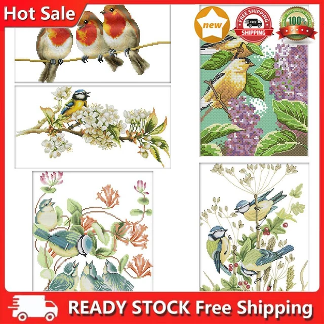 Home Decor DIY Cross Stitch Kits 14CT Stamped Cute Bird Embroidery Art Canvas