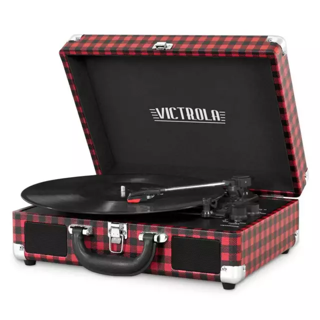 Victrola Portable Suitcase Record Player with Bluetooth and 3 Speed Turntable