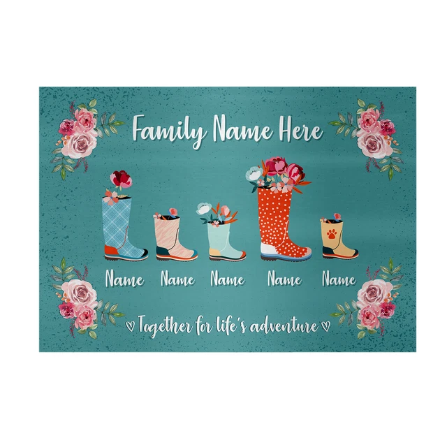 Personalised 5 Welly Boots - A4 Metal Sign Print- Frame Options Available