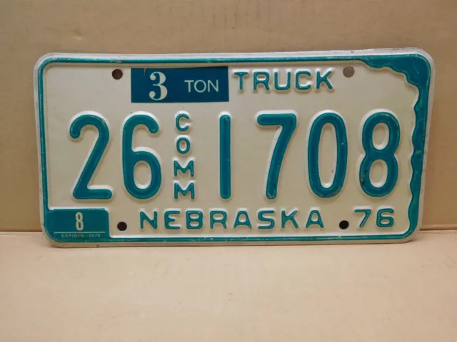 1976 w/1979 Sticker Nebraska Commercial Truck License Plate Plates 26-1708 (b)