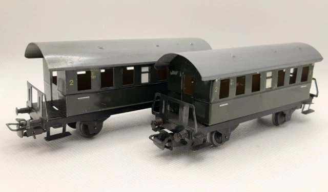 Lot 2 Wagons voitures voyageurs train HO 1/87 MARKLIN 3 rails train électrique