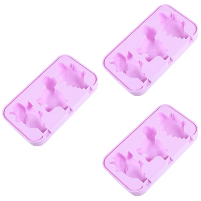 3 Pieces Dinosaurier-Silikonform Kieselgel Baby Eiswürfelbehälter Eiscreme