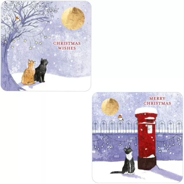 Luxury Christmas Card Pack - Christmas Cats (10 Cards, 5 each of 2 designs)