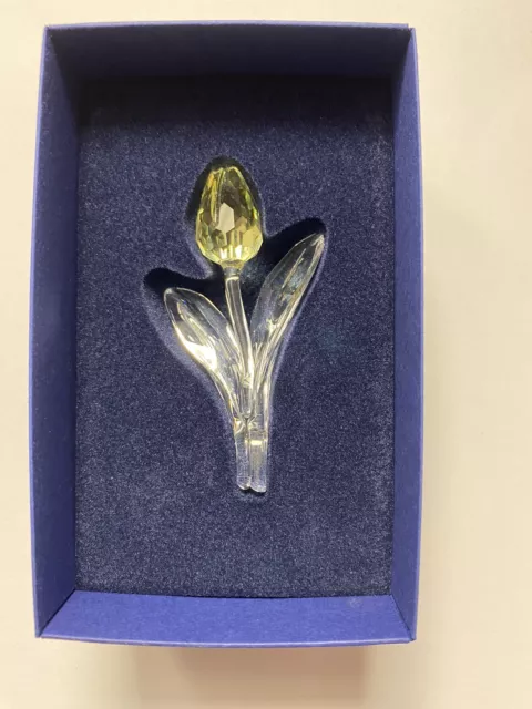 Seltener Swarovski Kristall ""Gelbe Tulpe"" 607335 Mit Klarem Kristallstamm. Geschenkbox.