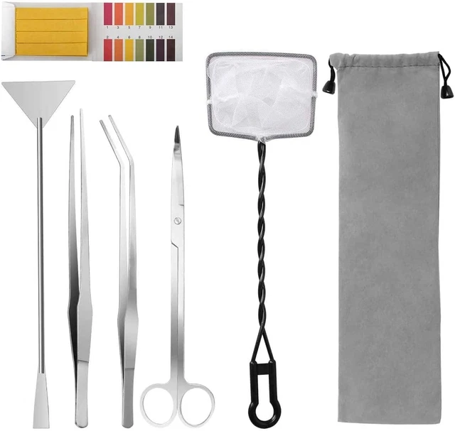 6 in 1 Aquatic Plant Aquascaping Tool Stainless Steel Silver Tweezers Scissors S