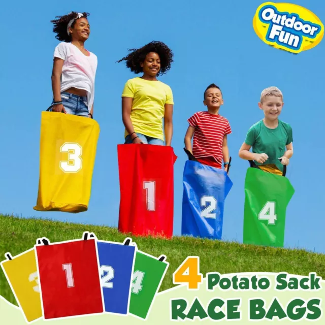 Kids Jumping Bag Sack Race 4pcs Set Party Family Outdoor Garden Games Sports Day