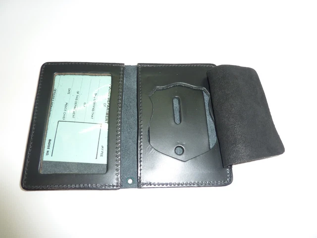 JAY PEE Black Leather ID Holder & Badge Case Law Enforcement Shield