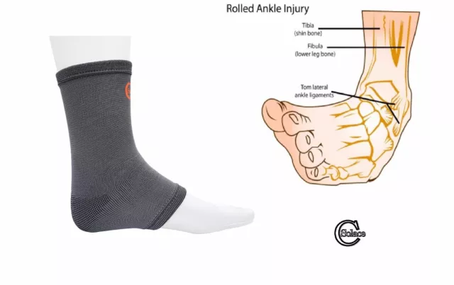 Solace Care Bambus anthrazit Knöchelunterstützung Schmerzspange Arthritis Sportsocke Verletzung 3