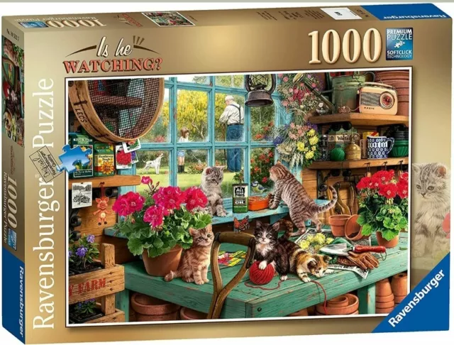 Ravensburger Is he Watching? Cats 1000 Piece Jigsaw Puzzle - Brand New