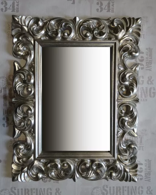 Wandspiegel ANTIK ROKOKO 90X70 Barock in  SILBER Florenza UVP 499€ Spiegel WOE 2