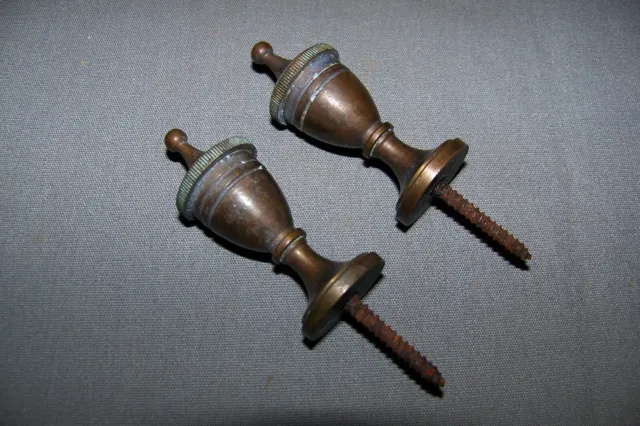 Two, Furniture, Perhaps Brass Plate Over Pot Metal Finials - See Description