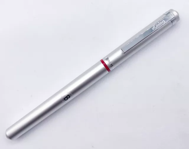 NOS Rotring 400 Silver Full Metal Fountain Pen B Nib Free Shipping