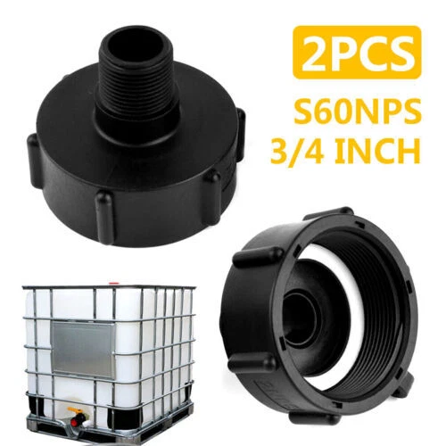 2x IBC Tote Tank Water Adapter Fine Thrd 2" Drain Plug Connector For Garden Hose