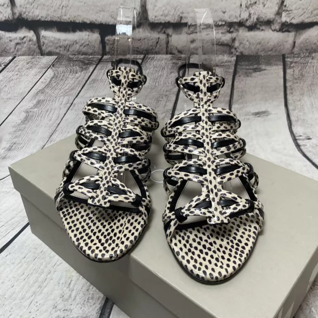 Jason Wu Sandal Womens Size 5.5 Snakeskin Gray Strappy Flat New In Box 3