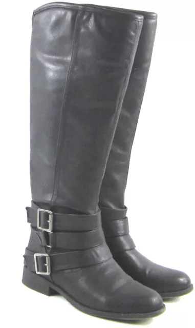 Madden Girl Campus Womens Black Tall Riding Boots Zipper Buckle Sz 6.5 M