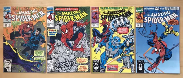 Amazing Spider-Man #349, #350, #351, #352 1991 Marvel Copper Age Comic Book Lot