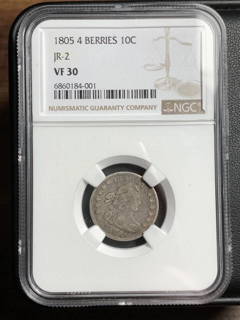 1805 10C Ngc Vf30 4 Berries Jr-2 Draped Bust Dime "Rare" "Tough Grade"