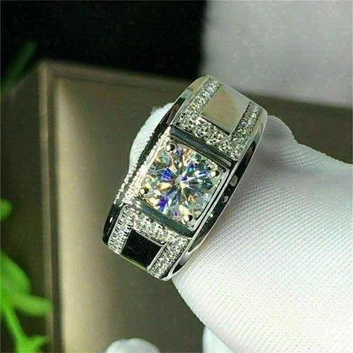 2Ct Round Good Cut Moissanite Solitaire Engagement Ring In 14K White Gold Plated