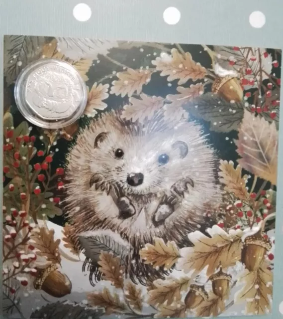 2016 50p Uncirculated  Mrs Tiggy  Winkle  In Capsule  Put On to Christmas  Card