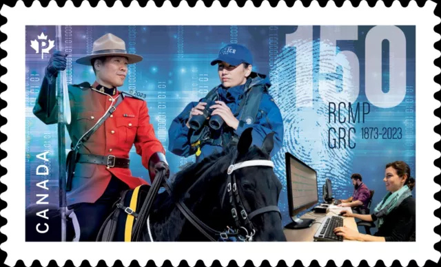 RCMP = ROYAL CANADIAN MOUNTED POLICE 150th = FRONT BK Page of 4 sts Canada 2023 3