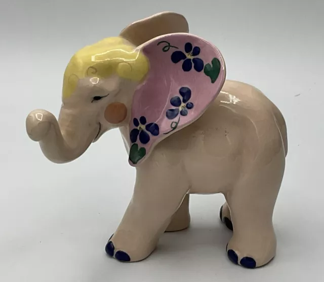 Vintage Kay Finch Ceramic Pink Elephant, Charming And EUC