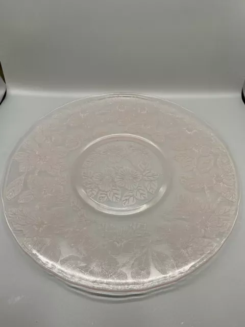 MacBeth Evans Depression Glass Pink DOGWOOD APPLE BLOSSOM Salver / Serving Plate