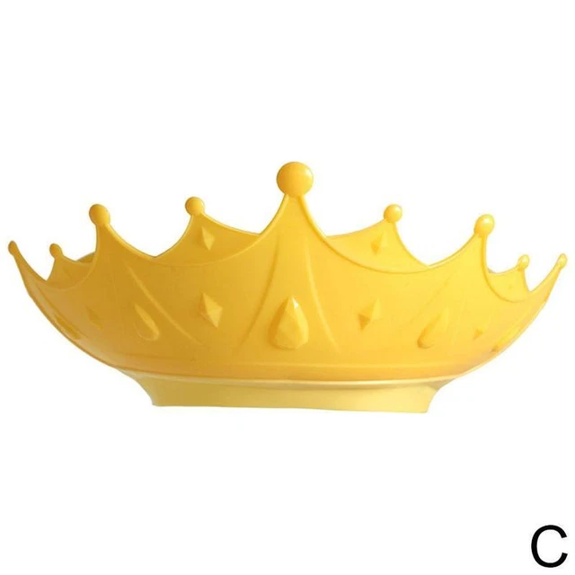 yellow Adjustable Baby Shower Shampoo Cap Crown Shape Wash Hat For Ear NEW Ha Y8