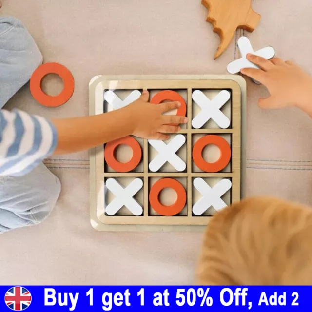 Wooden Board Tic TAC Toe Game XO Table Toy Educational for Adult Kids CG