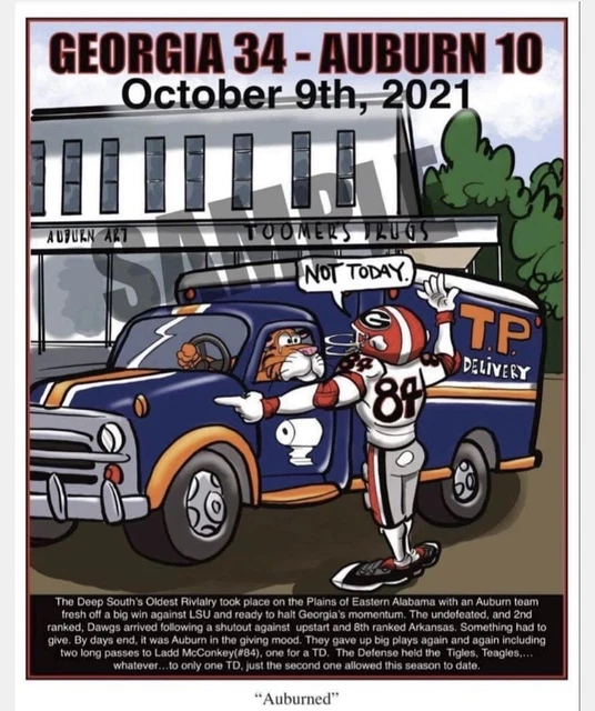 Georgia Bulldogs Football Vs Auburn 2021 "Auburned" Dave Helwig Artwork