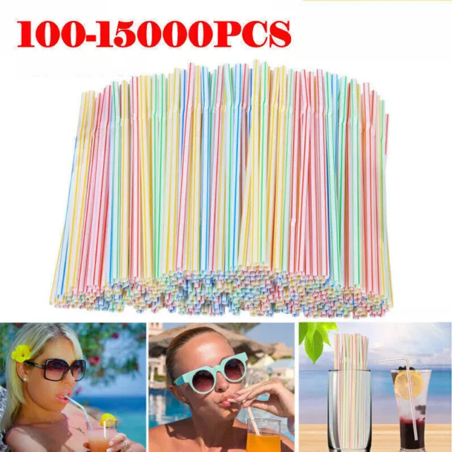 100-15000 Flexible Trink- und Strohhalme in Verschiedenen Farben Trinkhalme