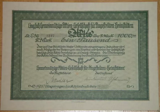 Gagfah Gemeinnützige Aktien-Gesellschaft für Angestellten-Heimstätten 1937