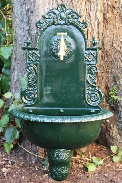 Brunnen 72cm Wandbrunnen grün Alu Waschbecken im Nostalgie Antik-Stil (c) 2